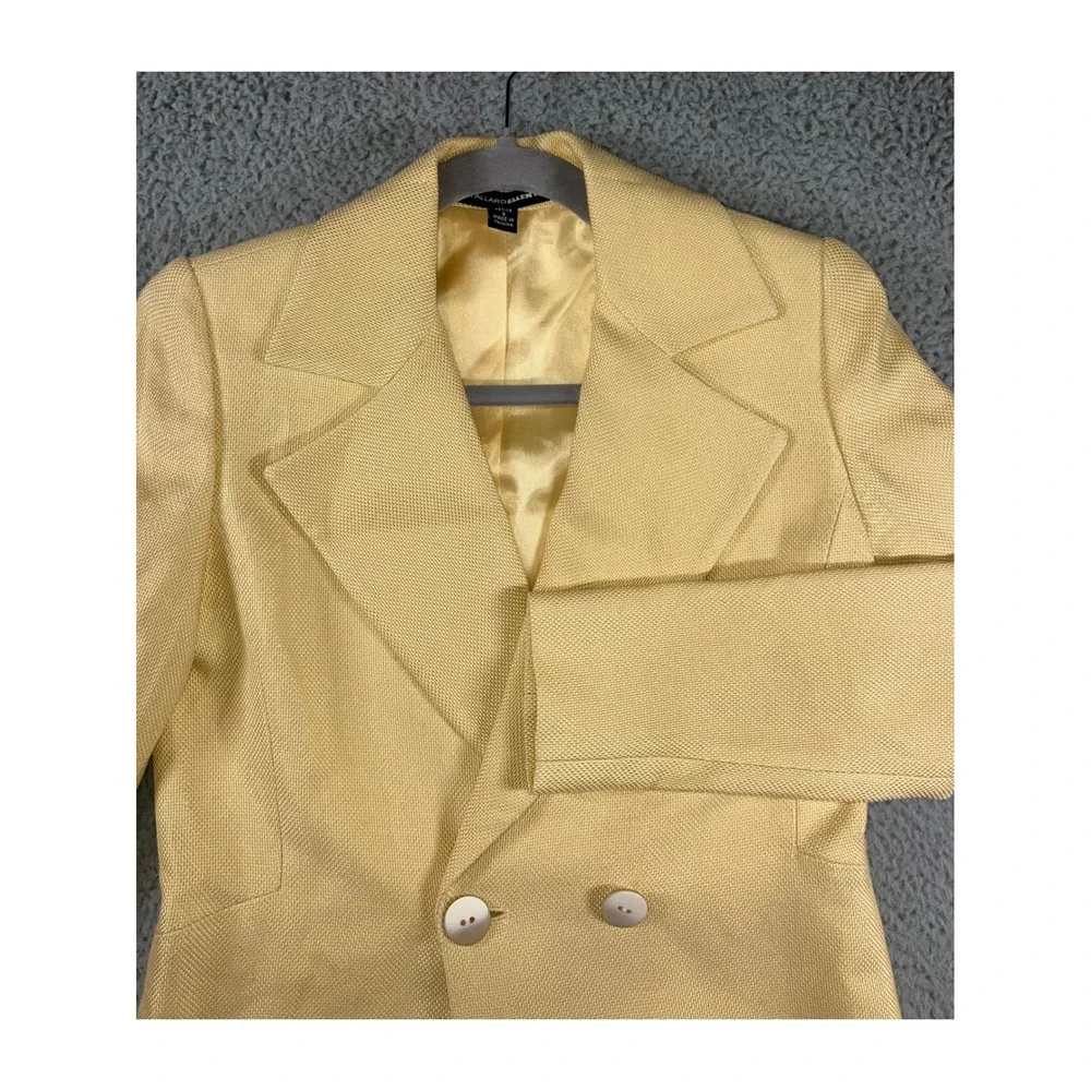 Ellen Tracy Blazer Jacket‎ Women 4 Petite Double Breasted Butter Yellow